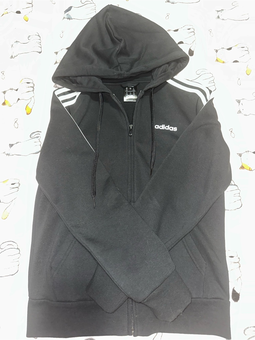 Black Women’s Adidas Essentials 3-Stripe Full-Zip Fleece Hoodie